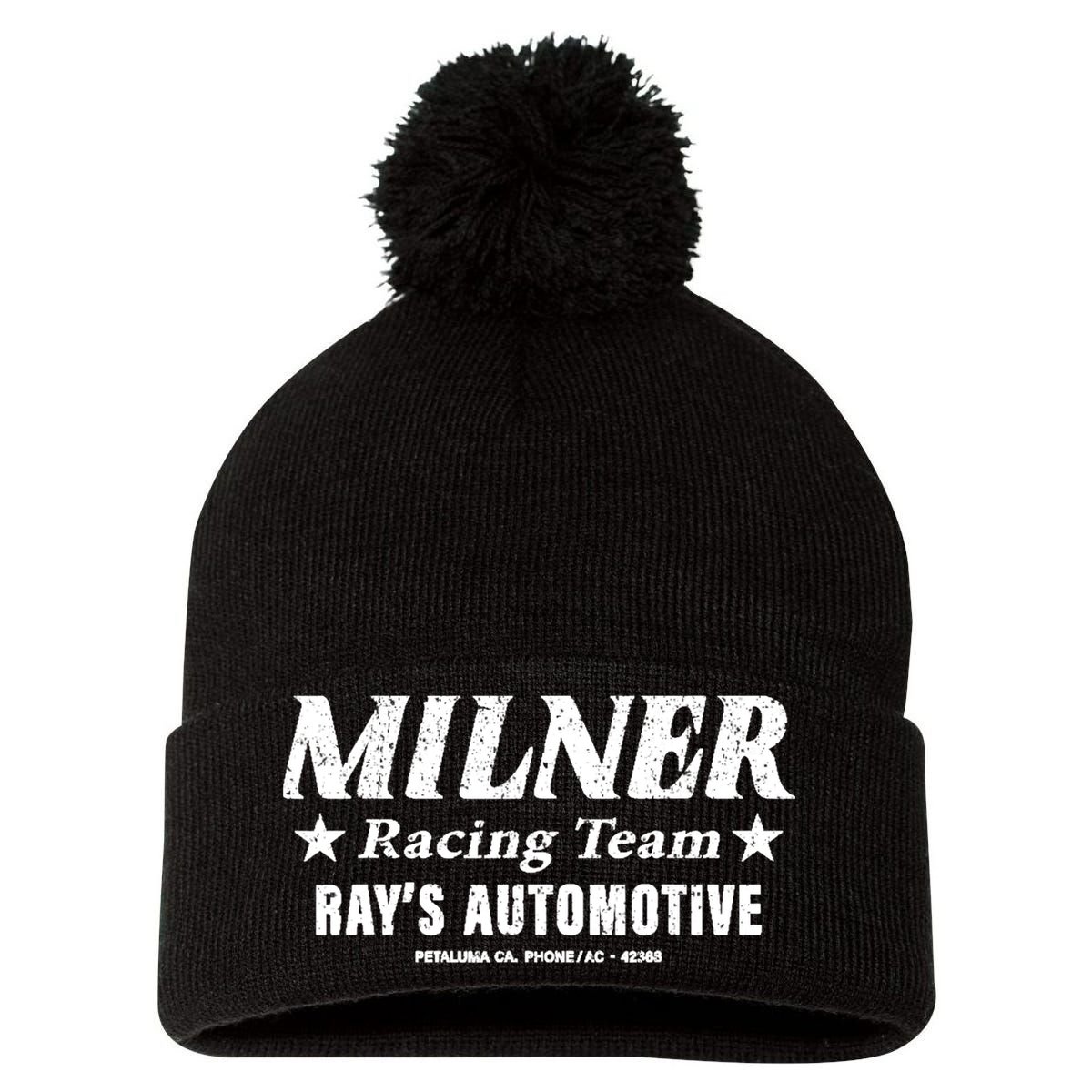 Vintage Milner Racing Team 1964 Pom Pom 12in Knit Beanie