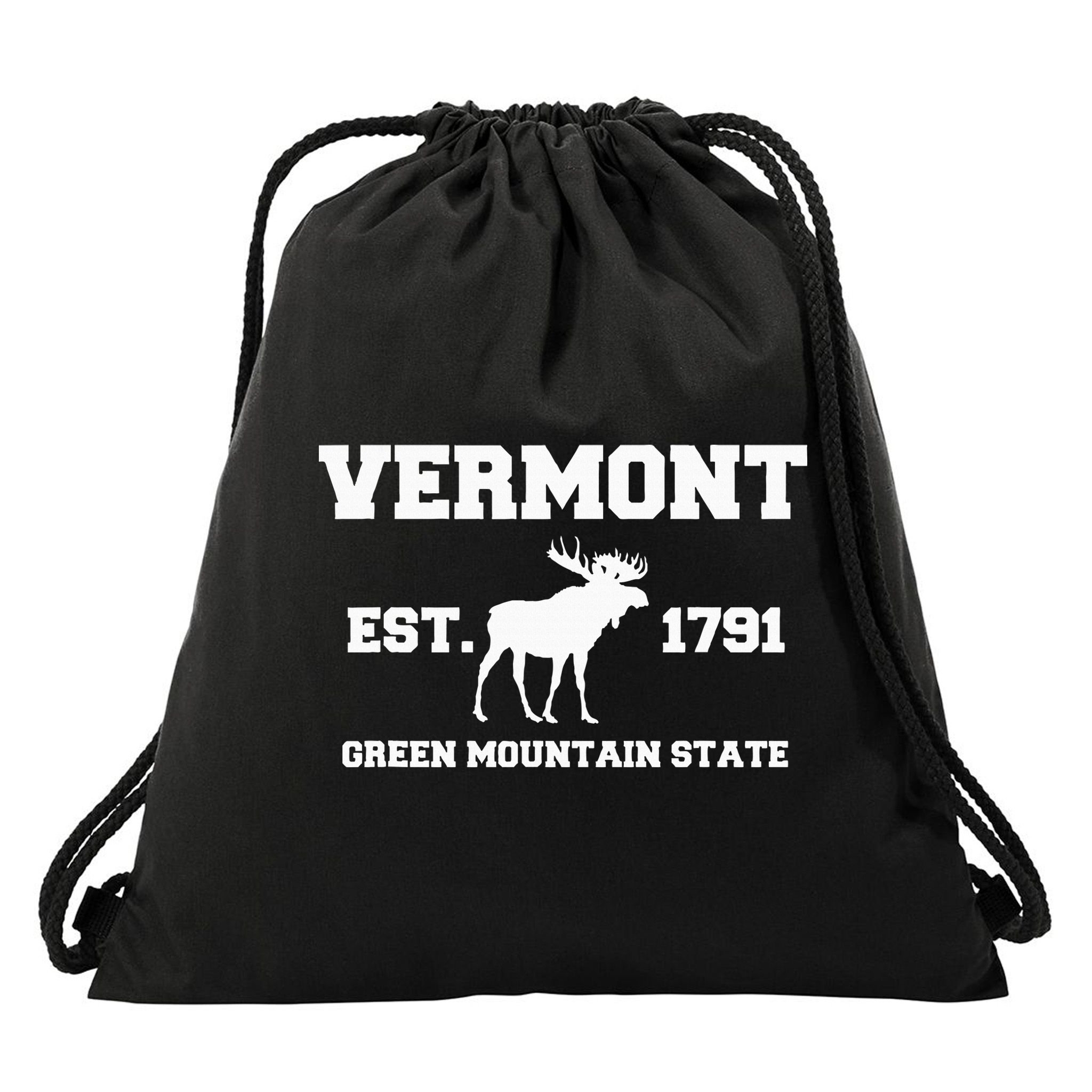 Vermont Moose Souvenir Est 1791 Green Mountain Drawstring Bag