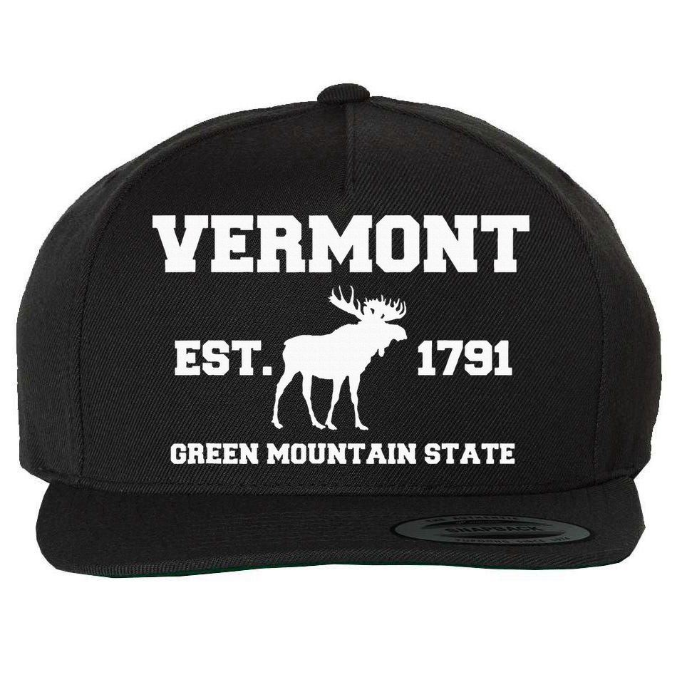 Vermont Moose Souvenir Est 1791 Green Mountain Wool Snapback Cap