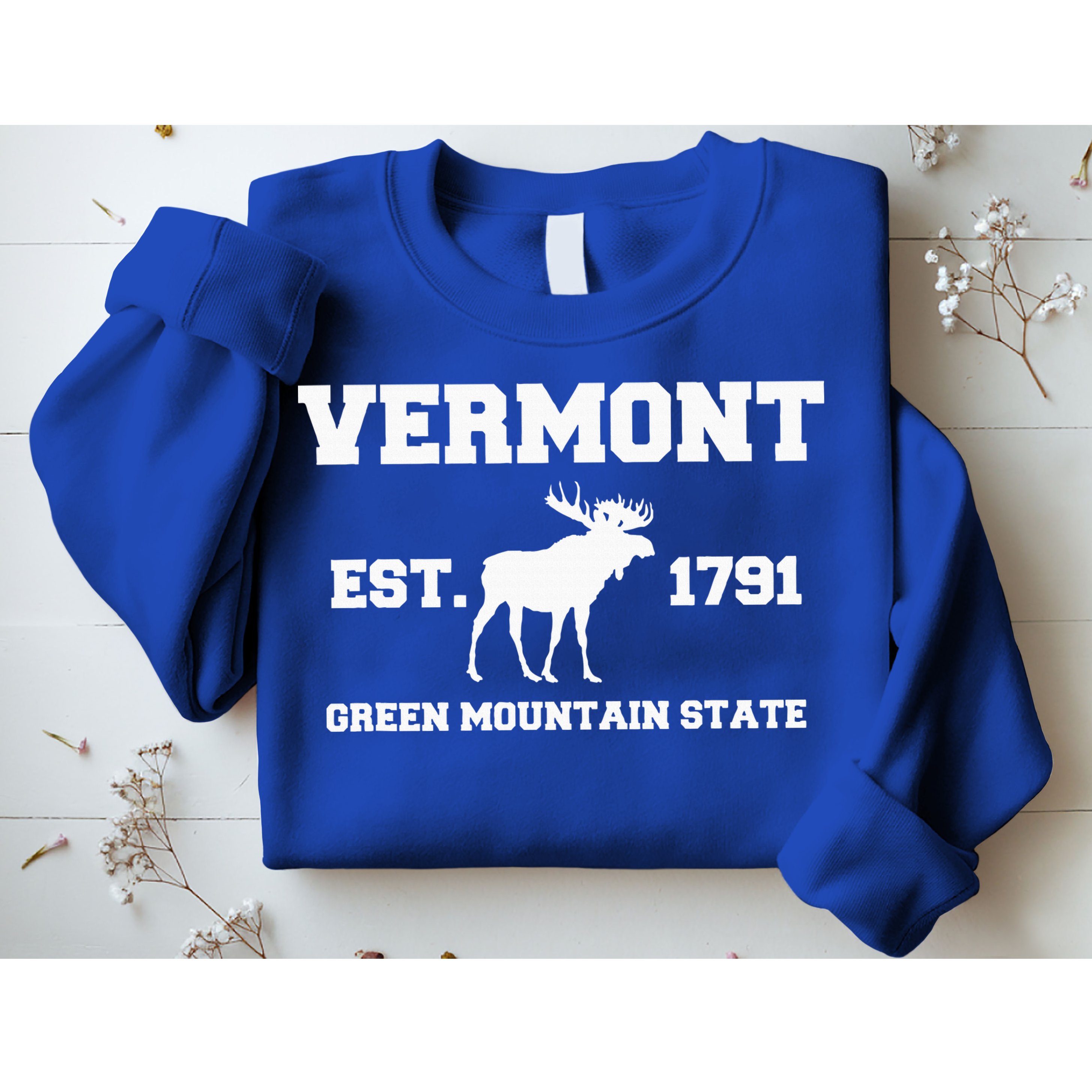 Vermont Moose Souvenir Est 1791 Green Mountain Sweatshirt