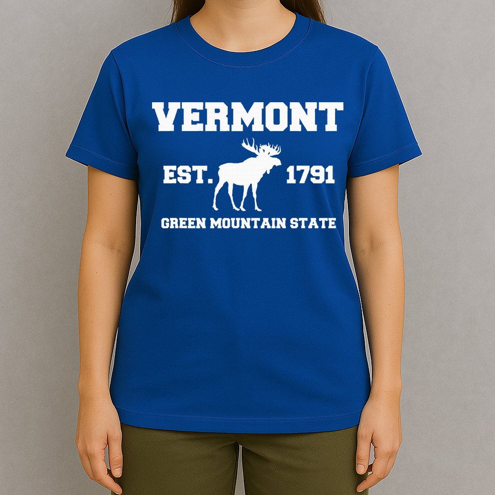 Vermont Moose Souvenir Est 1791 Green Mountain T-Shirt
