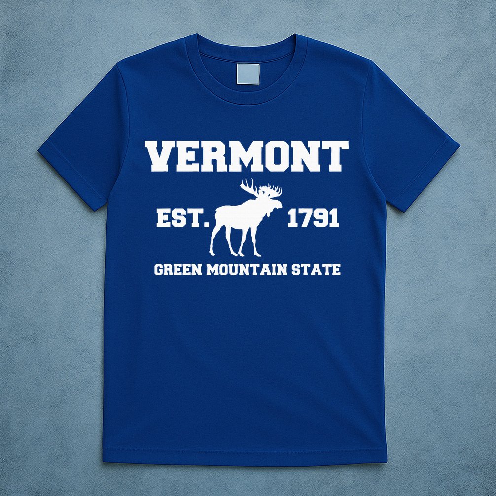 Vermont Moose Souvenir Est 1791 Green Mountain T-Shirt