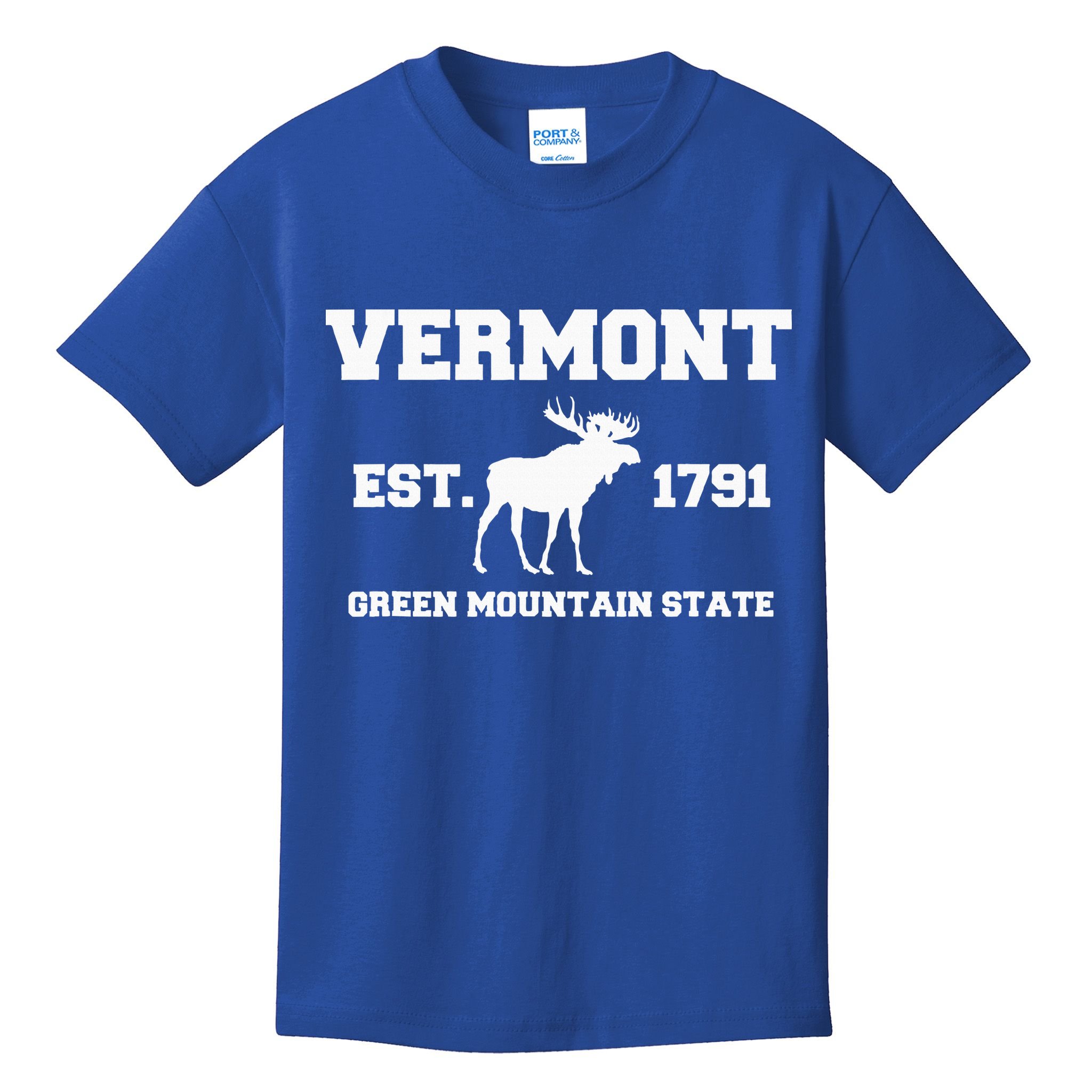 Vermont Moose Souvenir Est 1791 Green Mountain Kids T-Shirt