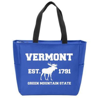 Vermont Moose Souvenir Est 1791 Green Mountain Zip Tote Bag