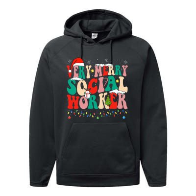 Very Merry Social Worker Xmas Cool Christmas Social Worker Performance Fleece Hoodie