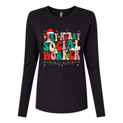 Very Merry Social Worker Xmas Cool Christmas Social Worker Womens Cotton Relaxed Long Sleeve T-Shirt