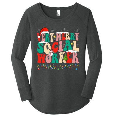 Very Merry Social Worker Xmas Cool Christmas Social Worker Women's Perfect Tri Tunic Long Sleeve Shirt