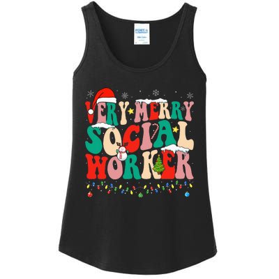 Very Merry Social Worker Xmas Cool Christmas Social Worker Ladies Essential Tank