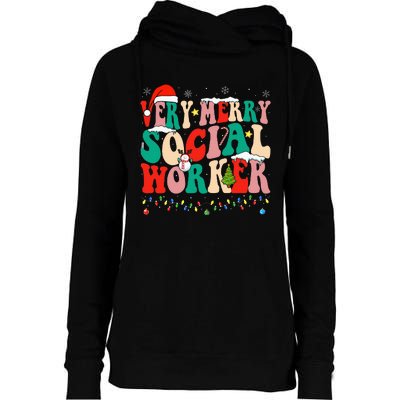 Very Merry Social Worker Xmas Cool Christmas Social Worker Womens Funnel Neck Pullover Hood