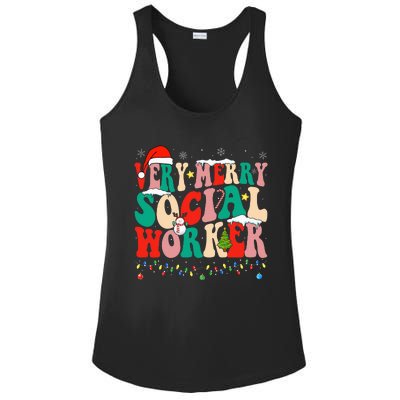 Very Merry Social Worker Xmas Cool Christmas Social Worker Ladies PosiCharge Competitor Racerback Tank