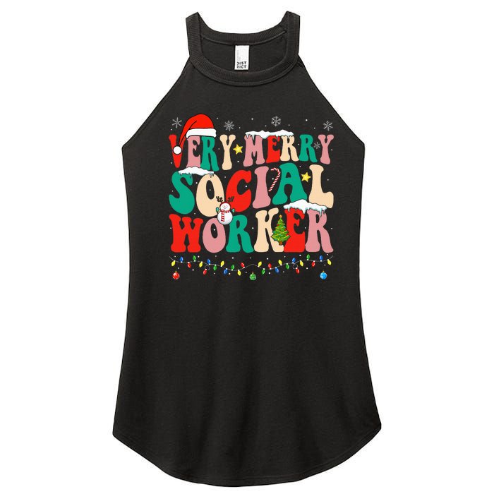 Very Merry Social Worker Xmas Cool Christmas Social Worker Women's Perfect Tri Rocker Tank