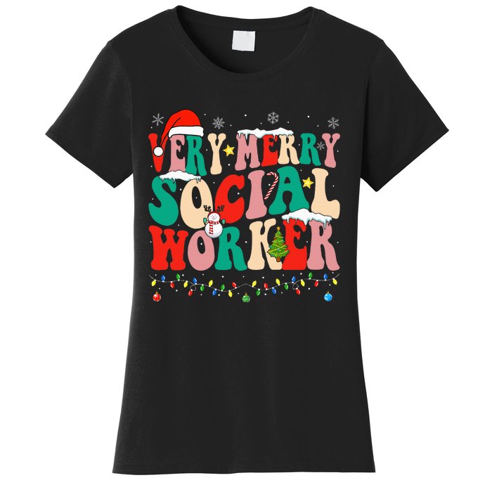 Very Merry Social Worker Xmas Cool Christmas Social Worker Women's T-Shirt