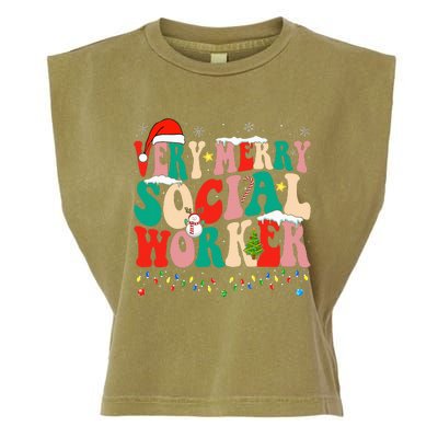 Very Merry Social Worker Xmas Cool Christmas Social Worker Garment-Dyed Women's Muscle Tee