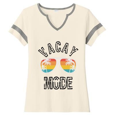 Vacay Mode Summer Beach Vacation Gift Ladies Halftime Notch Neck Tee