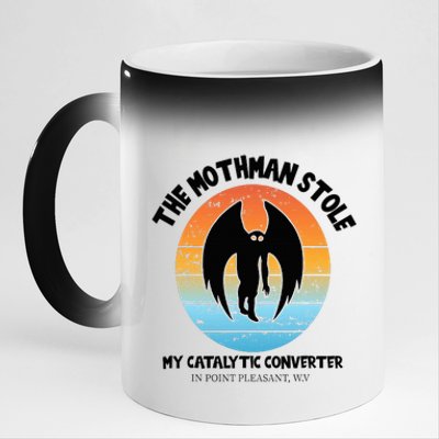 Vintage Mothman Stole My Catalytic Converter Mothman Cryptid 11oz Black Color Changing Mug