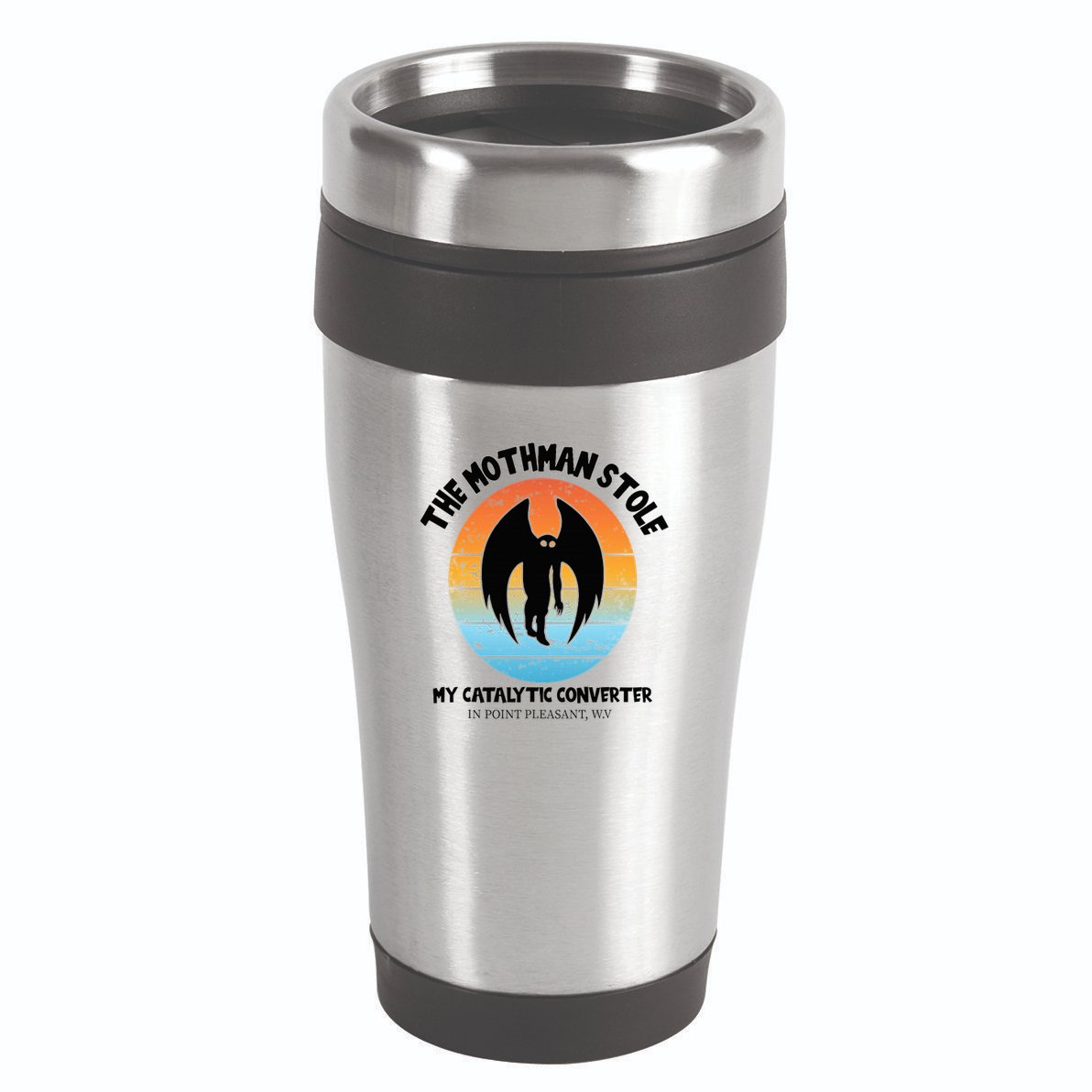 Vintage Mothman Stole My Catalytic Converter Mothman Cryptid 16oz Travel Tumbler
