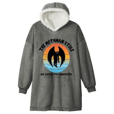 Vintage Mothman Stole My Catalytic Converter Mothman Cryptid Hooded Wearable Blanket