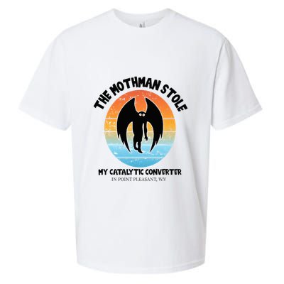 Vintage Mothman Stole My Catalytic Converter Mothman Cryptid Sueded Cloud Jersey T-Shirt