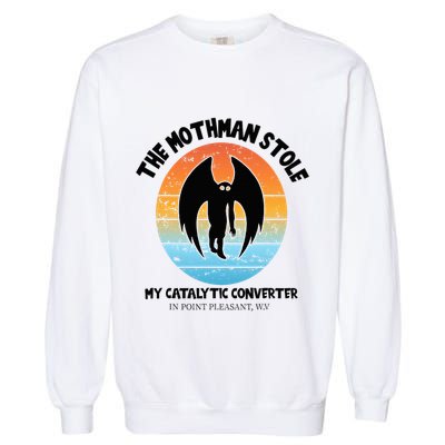 Vintage Mothman Stole My Catalytic Converter Mothman Cryptid Garment-Dyed Sweatshirt