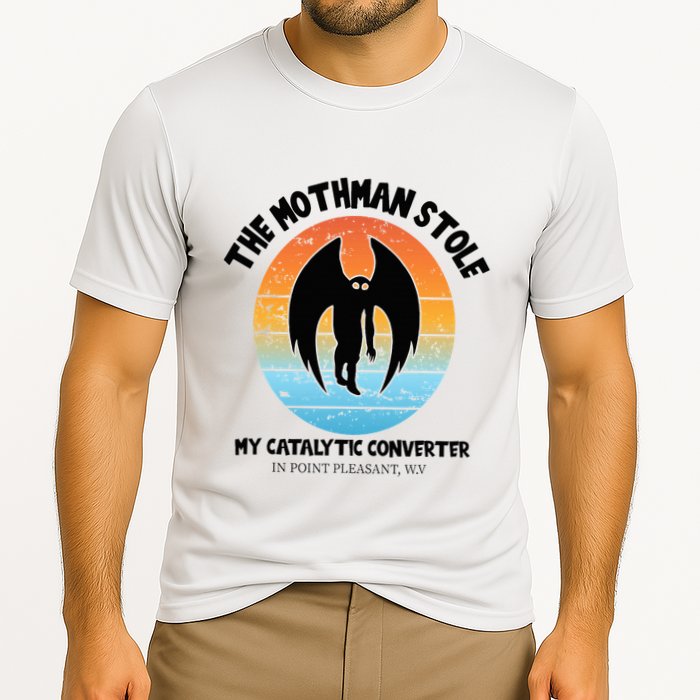 Vintage Mothman Stole My Catalytic Converter Mothman Cryptid Performance Shirt