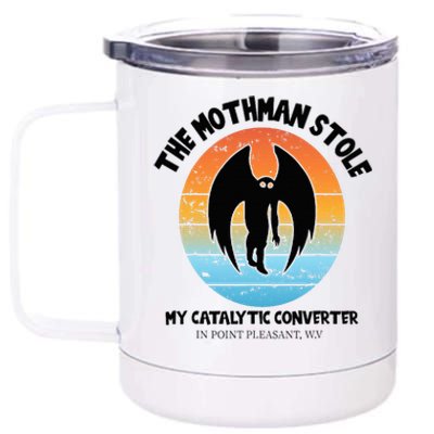 Vintage Mothman Stole My Catalytic Converter Mothman Cryptid 12 oz Stainless Steel Tumbler Cup