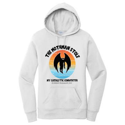 Vintage Mothman Stole My Catalytic Converter Mothman Cryptid Women's Pullover Hoodie
