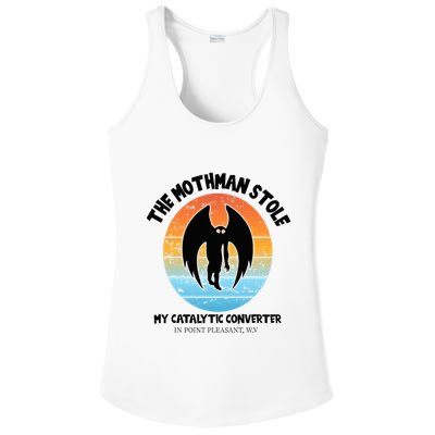 Vintage Mothman Stole My Catalytic Converter Mothman Cryptid Ladies PosiCharge Competitor Racerback Tank
