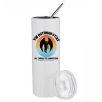 Vintage Mothman Stole My Catalytic Converter Mothman Cryptid Stainless Steel Tumbler