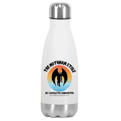 Vintage Mothman Stole My Catalytic Converter Mothman Cryptid Stainless Steel Insulated Water Bottle