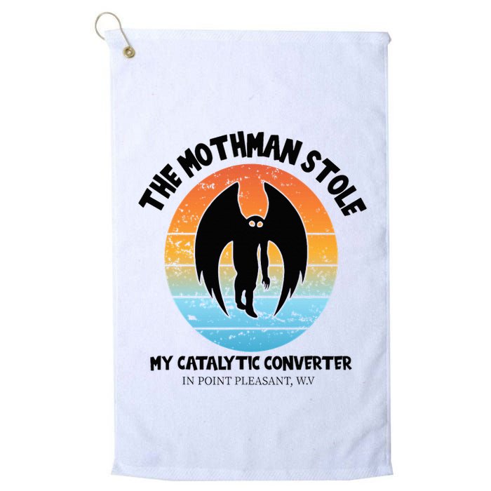 Vintage Mothman Stole My Catalytic Converter Mothman Cryptid Golf Towel