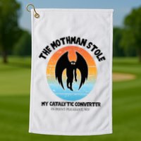 Vintage Mothman Stole My Catalytic Converter Mothman Cryptid Golf Towel