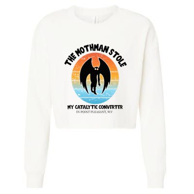 Vintage Mothman Stole My Catalytic Converter Mothman Cryptid Cropped Pullover Crew