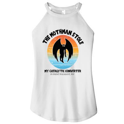 Vintage Mothman Stole My Catalytic Converter Mothman Cryptid Women's Perfect Tri Rocker Tank