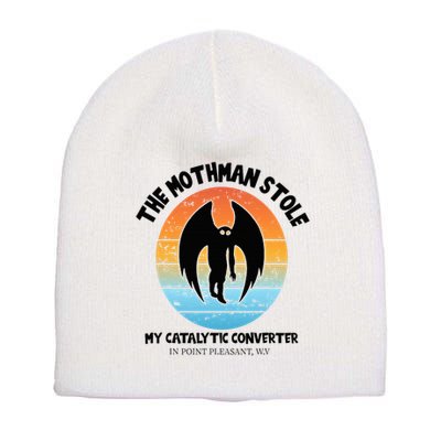 Vintage Mothman Stole My Catalytic Converter Mothman Cryptid Short Acrylic Beanie