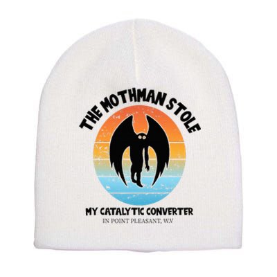 Vintage Mothman Stole My Catalytic Converter Mothman Cryptid Short Acrylic Beanie