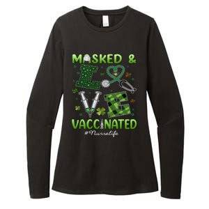 Vaccinated Masked St Patricks Day Nurse Life Healthcare Gift Cute Gift Womens CVC Long Sleeve Shirt