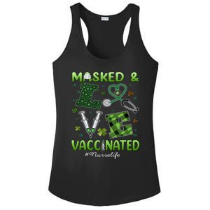 Vaccinated Masked St Patricks Day Nurse Life Healthcare Gift Cute Gift Ladies PosiCharge Competitor Racerback Tank