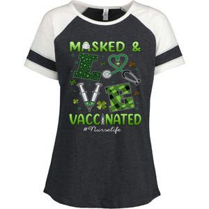 Vaccinated Masked St Patricks Day Nurse Life Healthcare Gift Cute Gift Enza Ladies Jersey Colorblock Tee