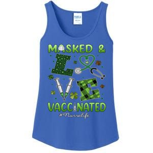 Vaccinated Masked St Patricks Day Nurse Life Healthcare Gift Cute Gift Ladies Essential Tank