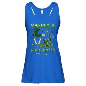 Vaccinated Masked St Patricks Day Nurse Life Healthcare Gift Cute Gift Ladies Essential Flowy Tank