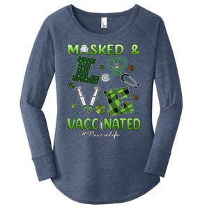 Vaccinated Masked St Patricks Day Nurse Life Healthcare Gift Cute Gift Women's Perfect Tri Tunic Long Sleeve Shirt