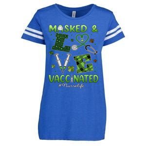 Vaccinated Masked St Patricks Day Nurse Life Healthcare Gift Cute Gift Enza Ladies Jersey Football T-Shirt