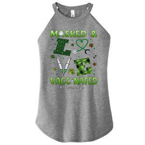 Vaccinated Masked St Patricks Day Nurse Life Healthcare Gift Cute Gift Women's Perfect Tri Rocker Tank