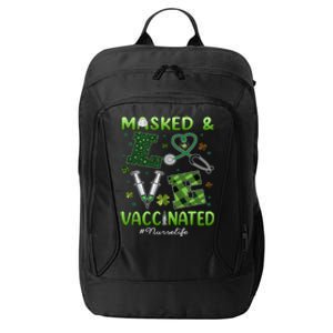 Vaccinated Masked St Patrick's Day Nurse Life Healthcare Gift City Backpack