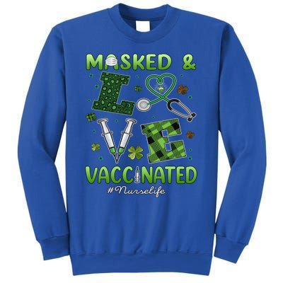 Vaccinated Masked St Patrick's Day Nurse Life Healthcare Gift Sweatshirt