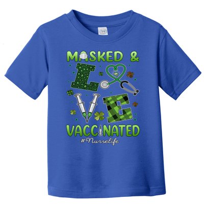 Vaccinated Masked St Patrick's Day Nurse Life Healthcare Gift Toddler T-Shirt