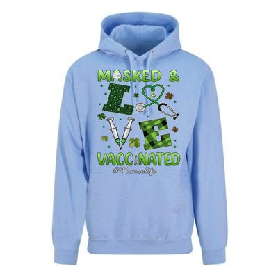 Vaccinated Masked St Patrick's Day Nurse Life Healthcare Gift Unisex Surf Hoodie