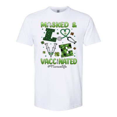 Vaccinated Masked St Patrick's Day Nurse Life Healthcare Gift Softstyle® CVC T-Shirt