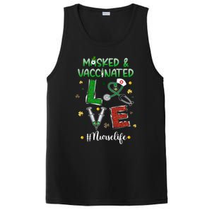 Vaccinated Masked St Patrick's Day Nurse Life Healthcare Gift PosiCharge Competitor Tank