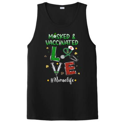 Vaccinated Masked St Patrick's Day Nurse Life Healthcare Gift PosiCharge Competitor Tank